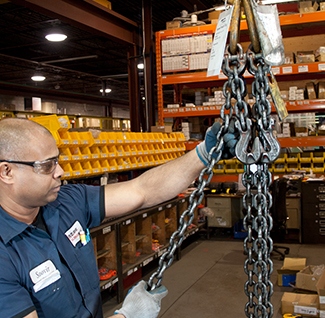Chain slings are inspected, repaired, proof tested, and re-certified at Unirope.