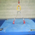 Proof testing of a special designed bridle sling with hoist rings at a required 60° angle.