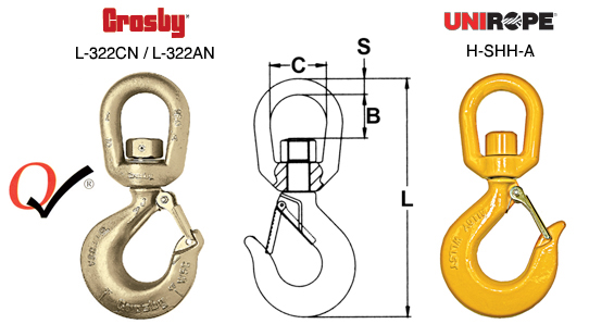 1 Tons Swivel Hook Heavy Duty Swivel Lifting Hook Self Lock