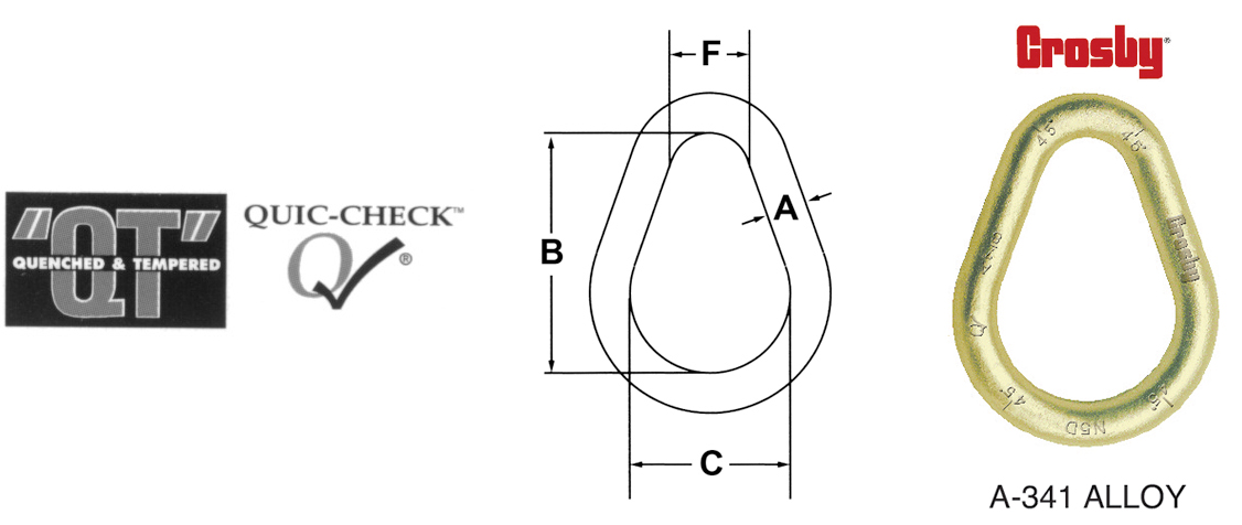 A-341 ALLOY Pear Shaped Links Diagram