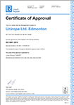 Unirope Edmonton ISO 9001 Certificate